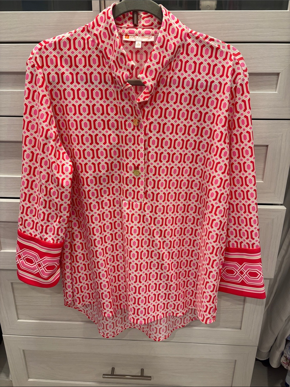Jude Connally belinda top terrace geo peony pink Geometric tunic-like new!